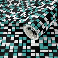 Medium Mosaic Squares in Black, Verdigris, and White