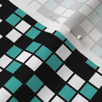 Medium Mosaic Squares in Black, Verdigris, and White