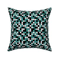 Medium Mosaic Squares in Black, Verdigris, and White