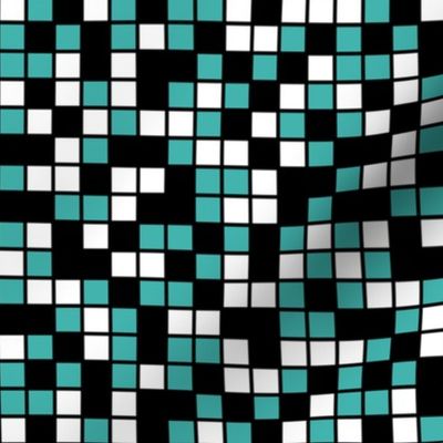 Medium Mosaic Squares in Black, Verdigris, and White