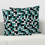 Large Mosaic Squares in Black, Verdigris, and White