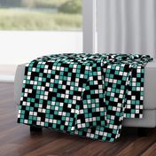 Large Mosaic Squares in Black, Verdigris, and White