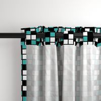 Large Mosaic Squares in Black, Verdigris, and White