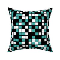 Large Mosaic Squares in Black, Verdigris, and White