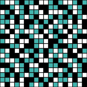 Large Mosaic Squares in Black, Verdigris, and White