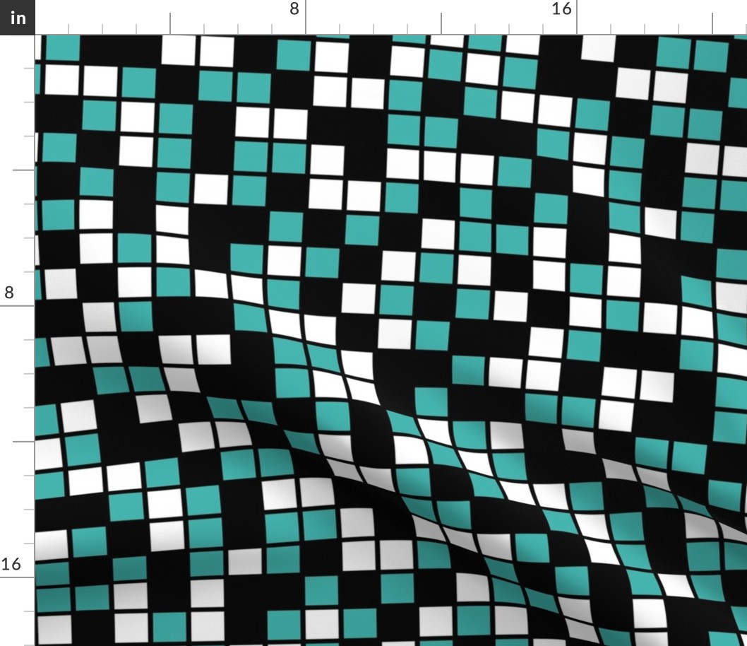 Large Mosaic Squares in Black, Verdigris, and White