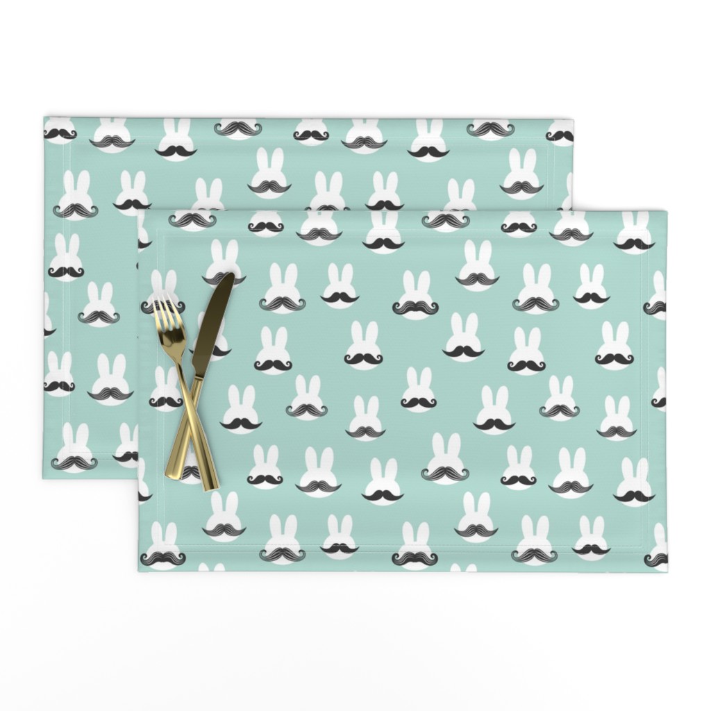 mr. bunny - dark mint - mustache rabbits easter fabric