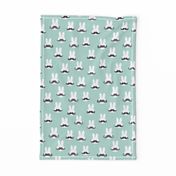 mr. bunny - dark mint - mustache rabbits easter fabric