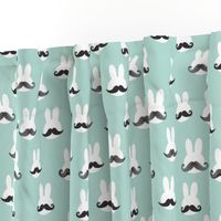 mr. bunny - dark mint - mustache rabbits easter fabric