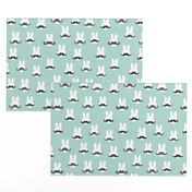 mr. bunny - dark mint - mustache rabbits easter fabric