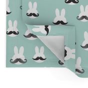 mr. bunny - dark mint - mustache rabbits easter fabric