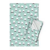 mr. bunny - dark mint - mustache rabbits easter fabric