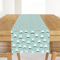 mr. bunny - dark mint - mustache rabbits easter fabric