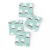 mr. bunny - dark mint - mustache rabbits easter fabric