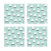 mr. bunny - dark mint - mustache rabbits easter fabric