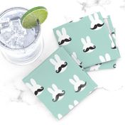 mr. bunny - dark mint - mustache rabbits easter fabric