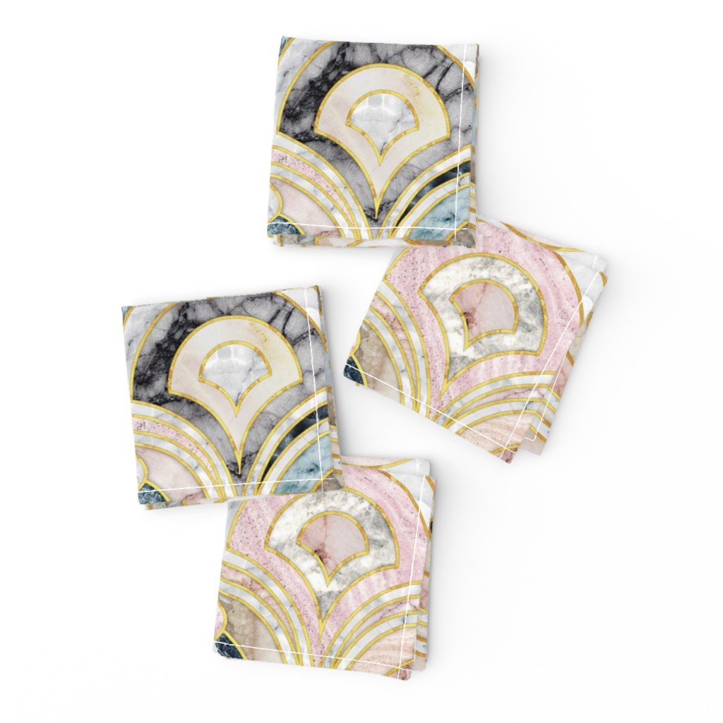 Marble Art Deco Tiles in Soft Pastels large scale version