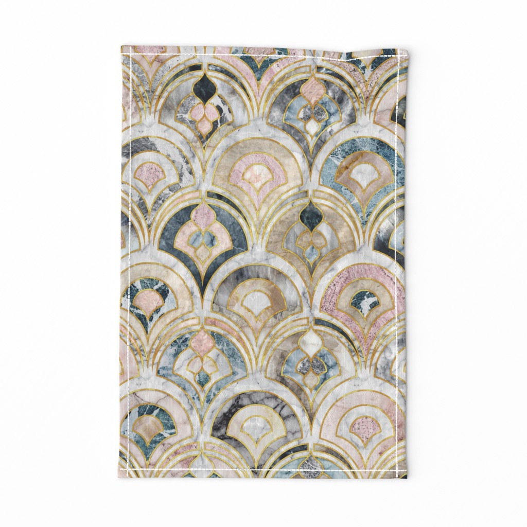 Marble Art Deco Tiles in Soft Pastels large scale version