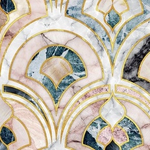 Marble Art Deco Tiles in Soft Pastels large scale version