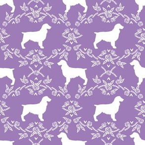 boykin spaniel floral silhouette dog breed fabric purple
