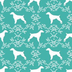brittany spaniel floral silhouette dog breed fabric blue