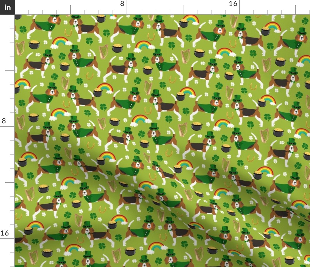 beagle leprechaun st. patrick's day dog breed fabric green