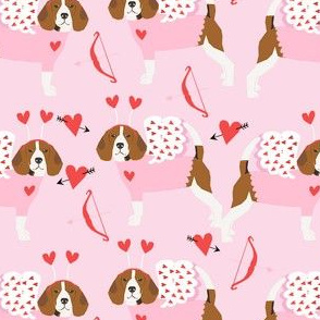 Beagle love bug valentines day dog breed fabric pink
