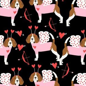 Beagle love bug valentines day dog breed fabric black