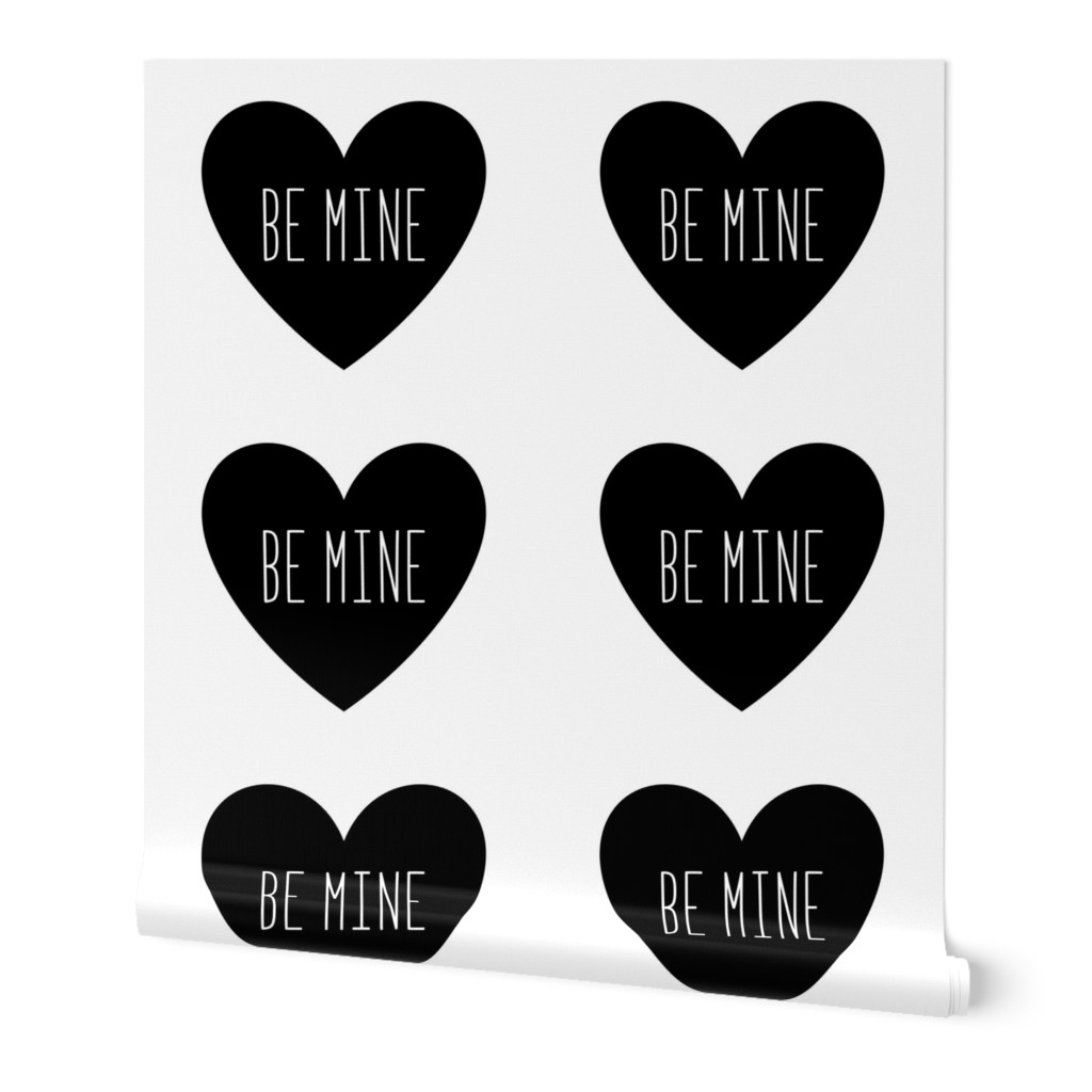 be mine love heart black and white » plush + pillows // fat quarter