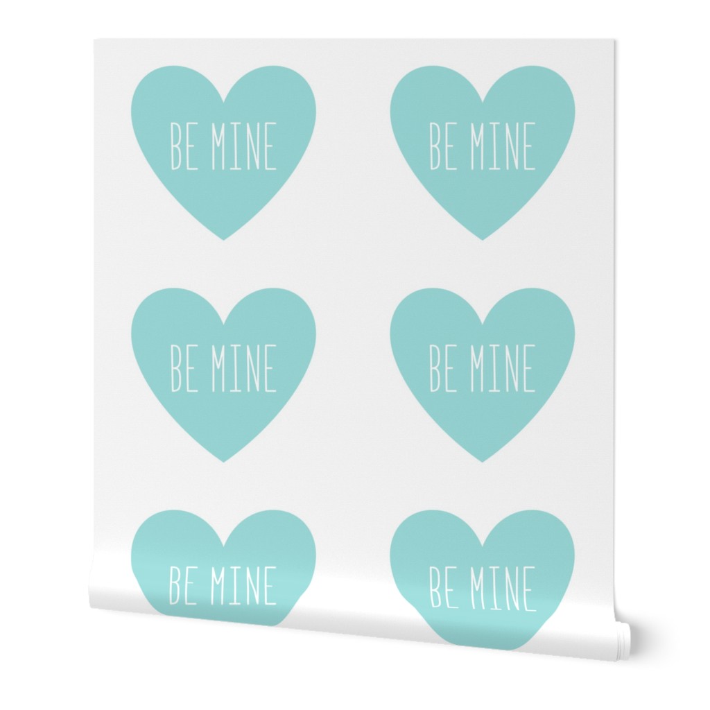 be mine love heart light teal » plush + pillows // fat quarter