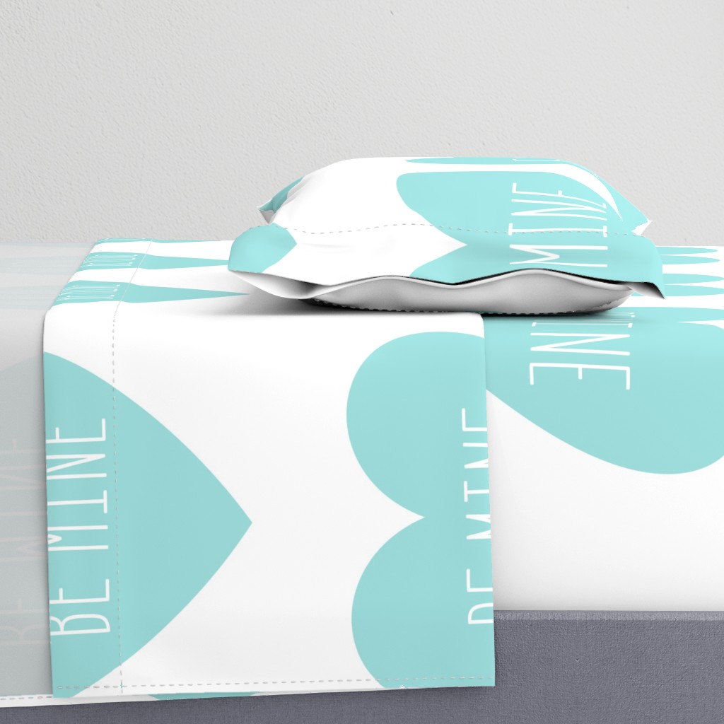 be mine love heart light teal » plush + pillows // fat quarter