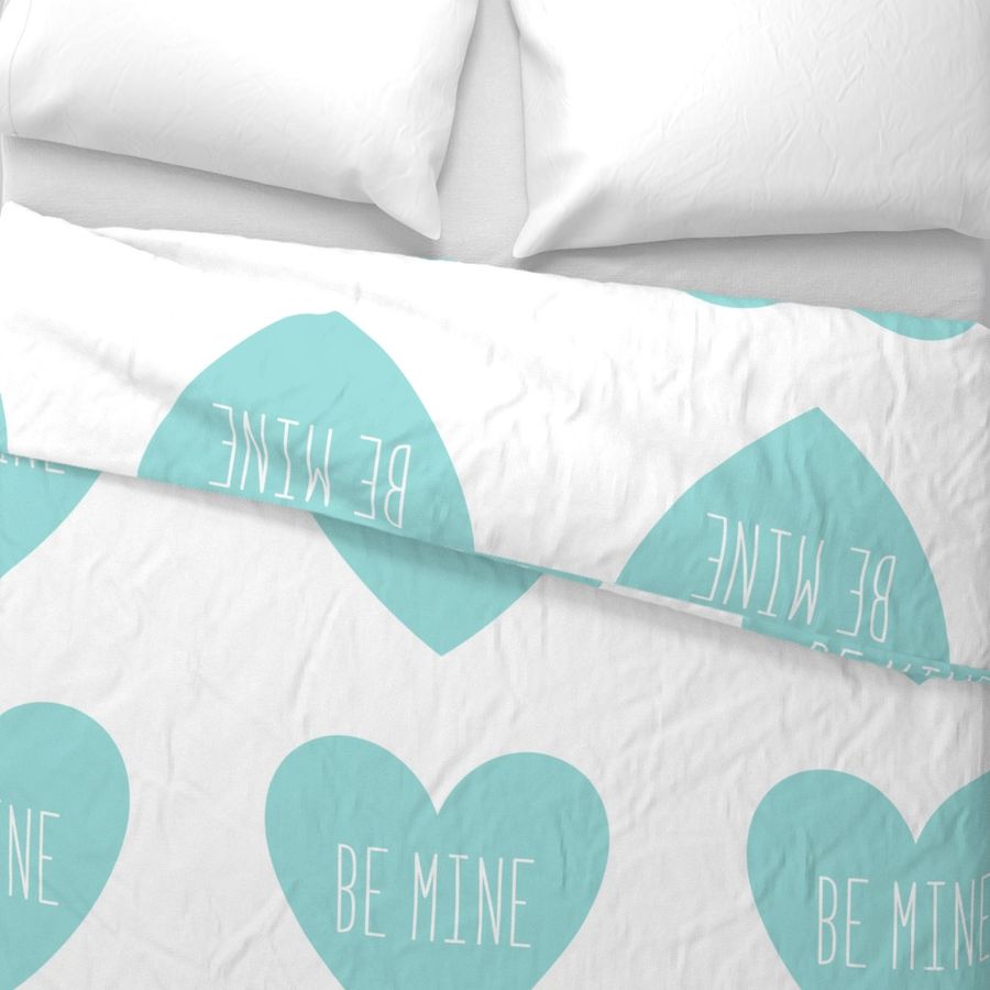 be mine love heart light teal » plush + pillows // fat quarter