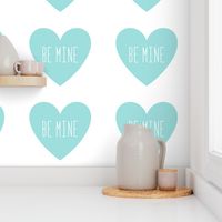 be mine love heart light teal » plush + pillows // fat quarter