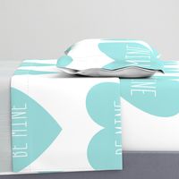 be mine love heart light teal » plush + pillows // fat quarter