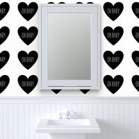oh baby love heart black and white » plush + pillows // fat quarter