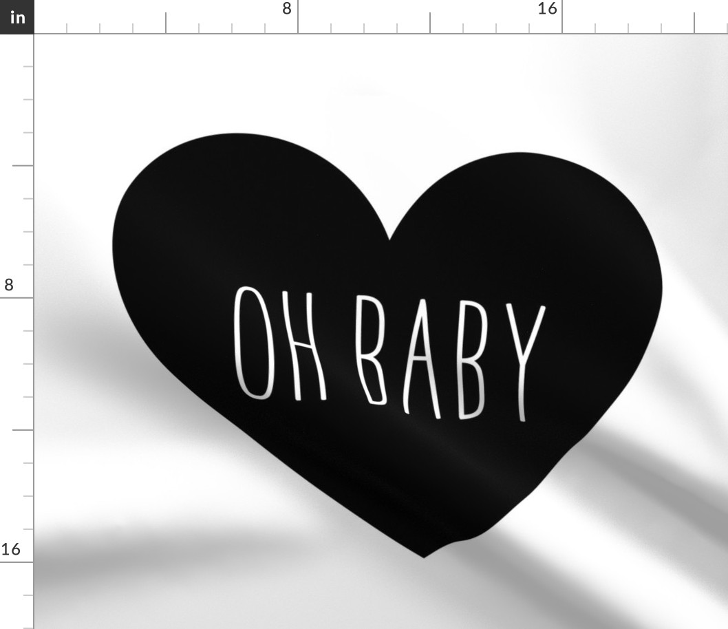 oh baby love heart black and white » plush + pillows // fat quarter