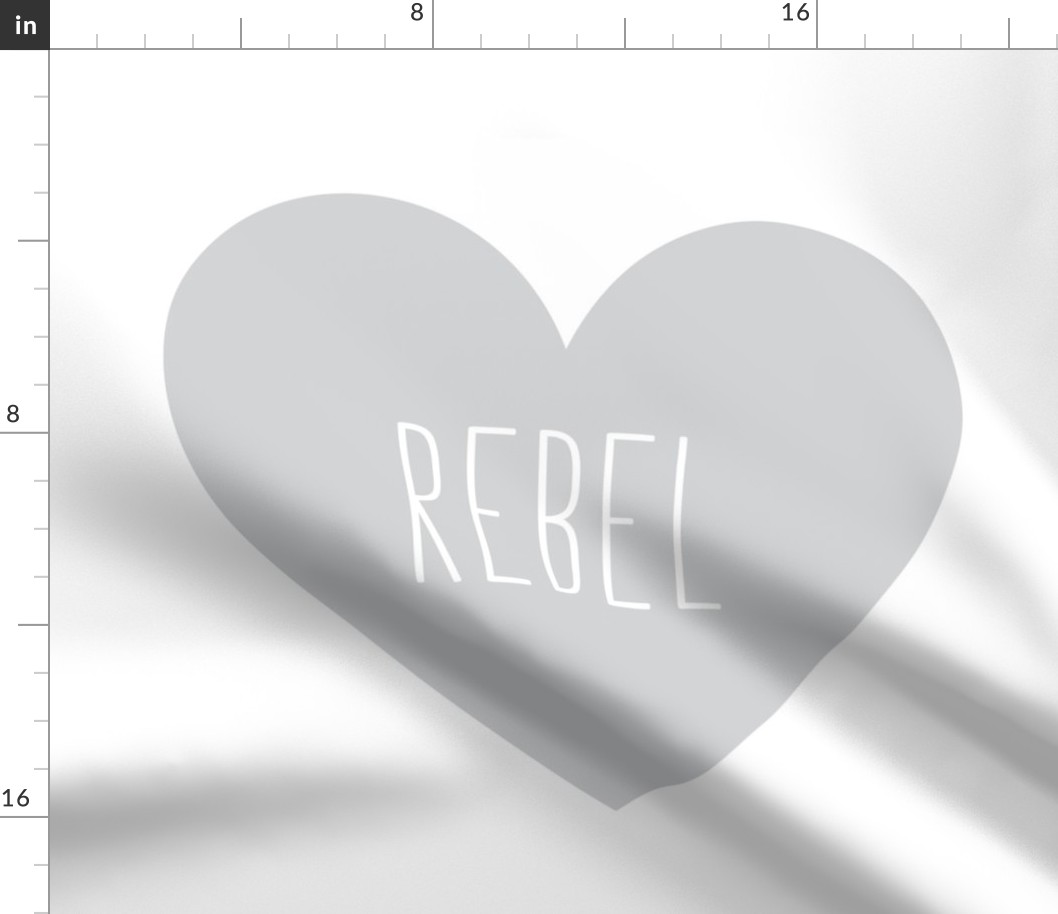 rebel love heart light grey » plush + pillows // fat quarter