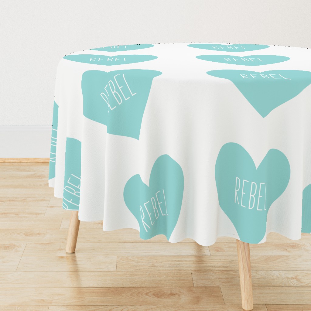 rebel love heart light teal » plush + pillows // fat quarter #9EDFDD