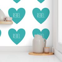 rebel love heart teal » plush + pillows // fat quarter