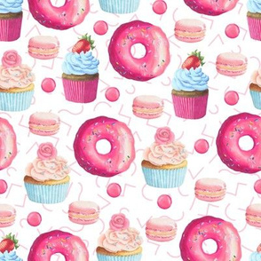 Pink Donuts Cupcakes & Macaroon Cookies - Birthday Party Girls