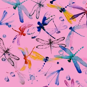 Dragonfly pattern on pink