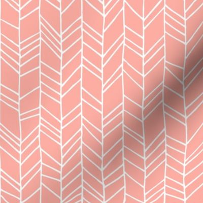 Peach Crazy Chevron Herringbone Hand Drawn Geometric Pattern GingerLous