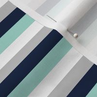 1/2” Stripes - Navy, Grey, Mint + White