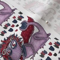 limited palette winged dragon dragons, small scale, red navy blue violet purple lavender orchid lilac white black