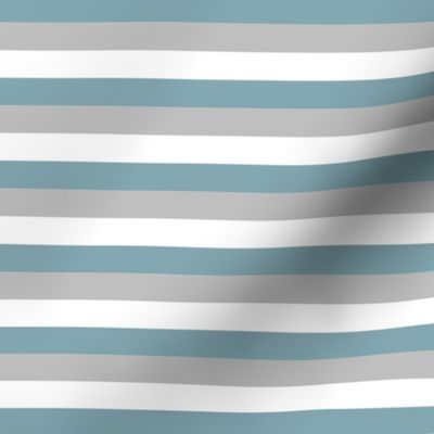 1/2” Stripes - Blue, Grey + White