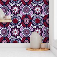 Greek Mandalas in Orchid and Navy