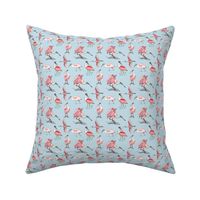 Roseate spoonbills on blue 3x3