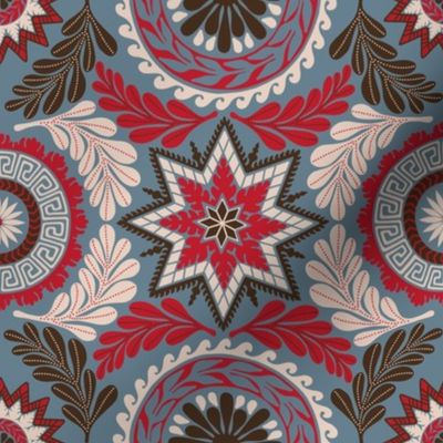 Greek Mandalas in Blue and Red