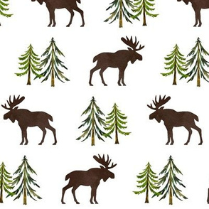 Moose in the Forest - Woodland Pine Trees Baby Nursery Bedding GingerLous