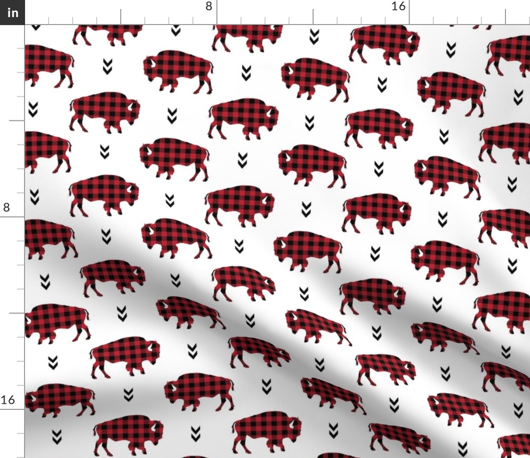 Bison - Buffalo Plaid Red + Black Tribal Baby Nursery Ginger 